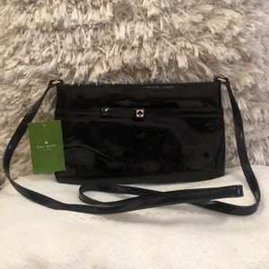 kate spade black glossy crossbody bag